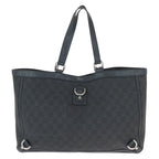 Gucci Abbey Black Silver GG Canvas Leather Tote Shoulder Bag