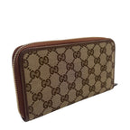 Gucci Zip Around Leather Canvas Brown Wallet Gold — view 2