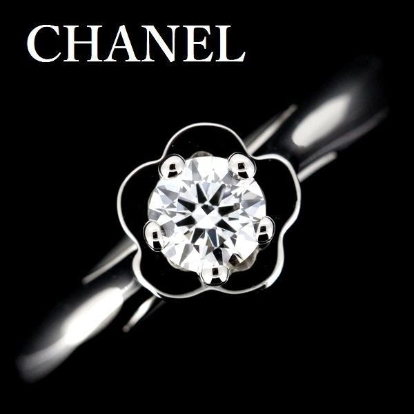 Chanel Camellia Collection Diamond 026 CT D-Vvs 1-3 ex Ring Pt950 45