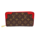 Louis Vuitton Zippy Wallet Retiro Monogram Cerise Leather Brown Red Round Gold