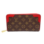 Louis Vuitton Zippy Wallet Retiro Monogram Cerise Leather Brown Red Round Gold