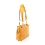 Chanel Tote Triple CC Logo Orange Caviar Leather Coco — view 2