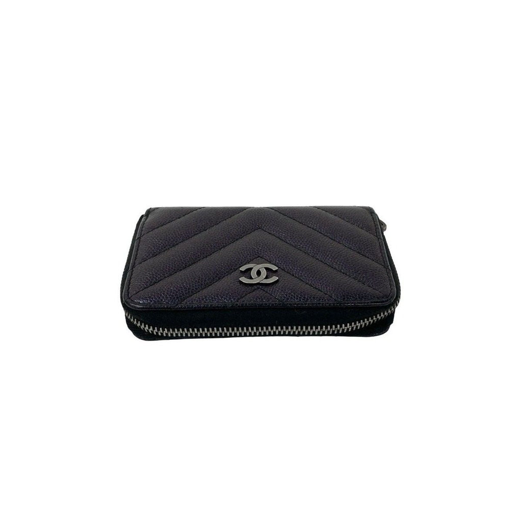 Chanel With CC Logo Chew Blanc Caviar Leather Coin Purse Black — view 3