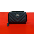 Chanel With CC Logo Chew Blanc Caviar Leather Coin Purse Black