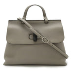 Gucci Bamboo Daily Medium Top Handle Bag Handbag 2-Way Shoulder Leather Gray — view 2