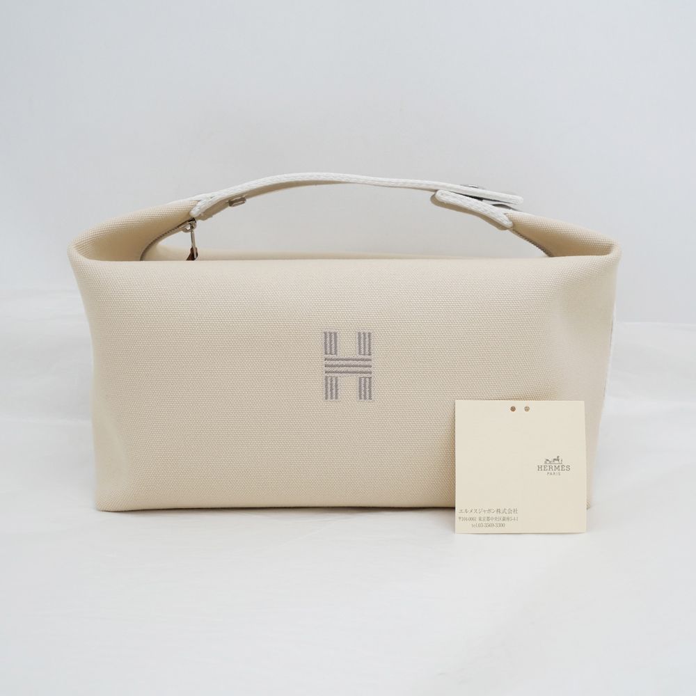 Hermes Brid A Black GM Natural Handbag Pouch Beige — view 2