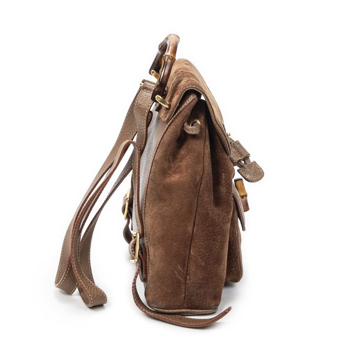 Gucci Mini Bamboo Backpack Brown Suede Leather — view 4