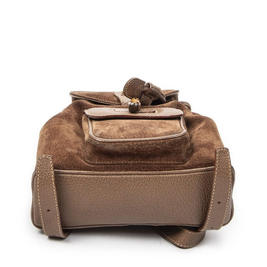 Gucci Mini Bamboo Backpack Brown Suede Leather — view 6