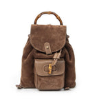 Gucci Mini Bamboo Backpack Brown Suede Leather