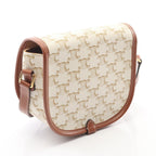 Celine Shoulder Bag Folco Triomphe White Brown Canvas — view 2