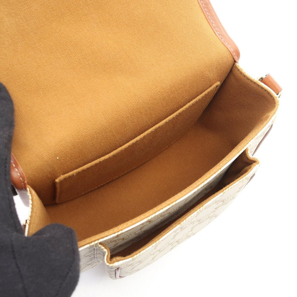 Celine Shoulder Bag Folco Triomphe White Brown Canvas — view 3