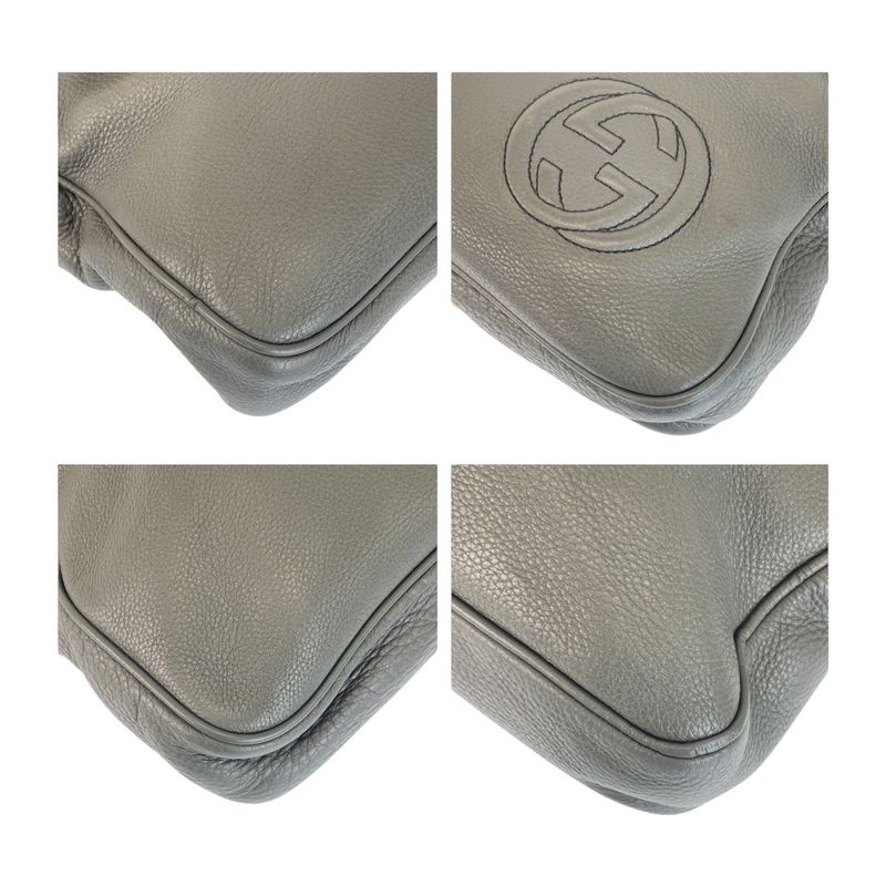 Gucci Soho Grey Silver Hardware Leather Business Bag Shoulder — view 3