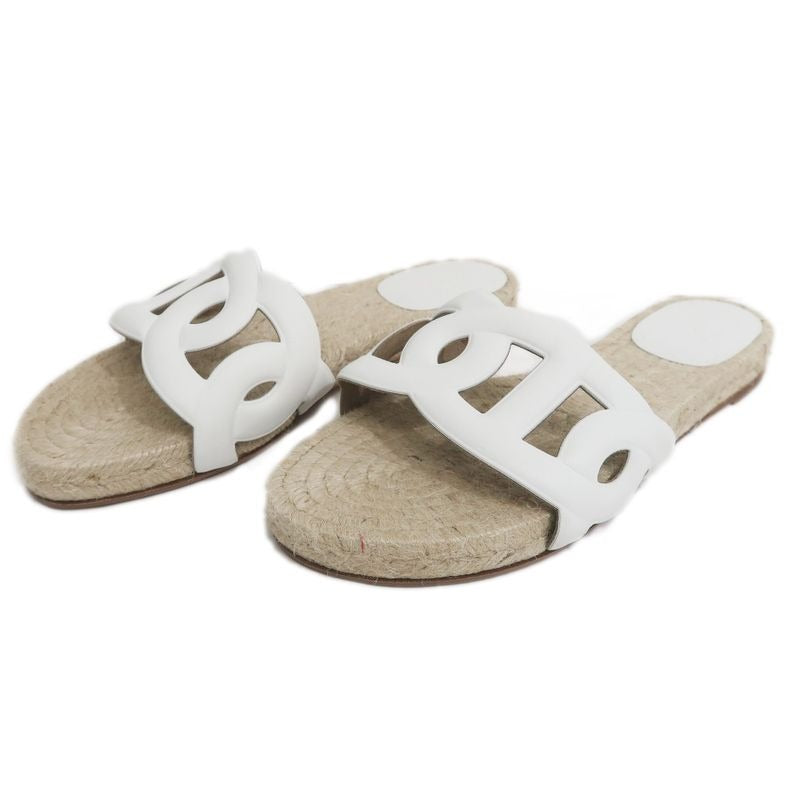 Hermes Espadrilles Sandals Famosa Size 36 White Natural Shoes — view 2