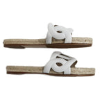 Hermes Espadrilles Sandals Famosa Size 36 White Natural Shoes — view 5