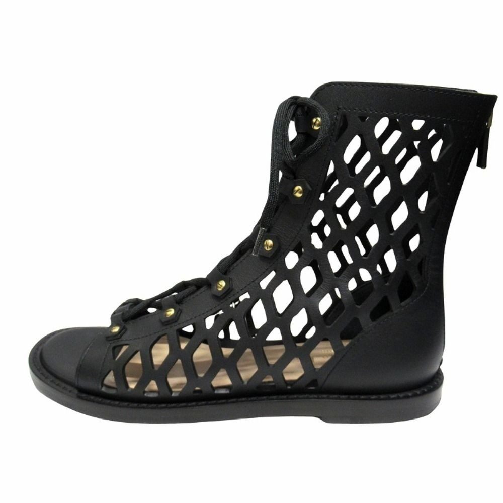 Dior D Trap Mesh Leather Sandals Boots Shoes 37 Black