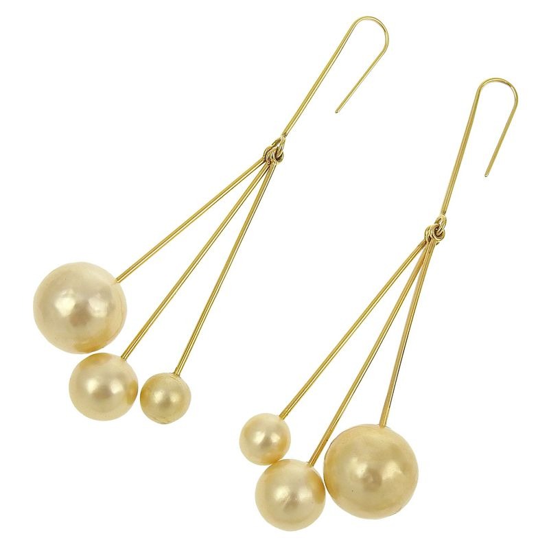 Celine Current Tag Bijoux Triple Faux Pearl Drop Earrings Ear Cuff GP