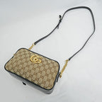 Gucci GG Marmont Shoulder Bag Beige Black Quilted Canvas — view 9