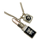 Chanel Coco Mark Lip Charm Necklace A22/c Gold Metal Rhinestone Long — view 2