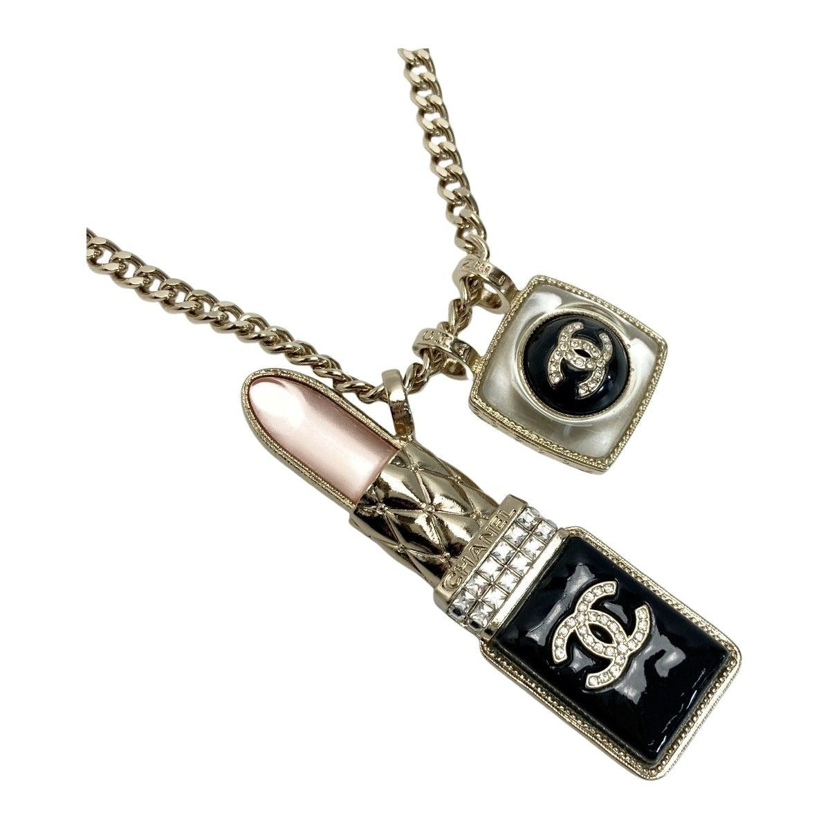 Chanel Coco Mark Lip Charm Necklace A22/c Gold Metal Rhinestone Long — view 2