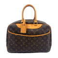 Louis Vuitton Deauville Bowling Vanity Monogram Leather Brown Handbag Gold