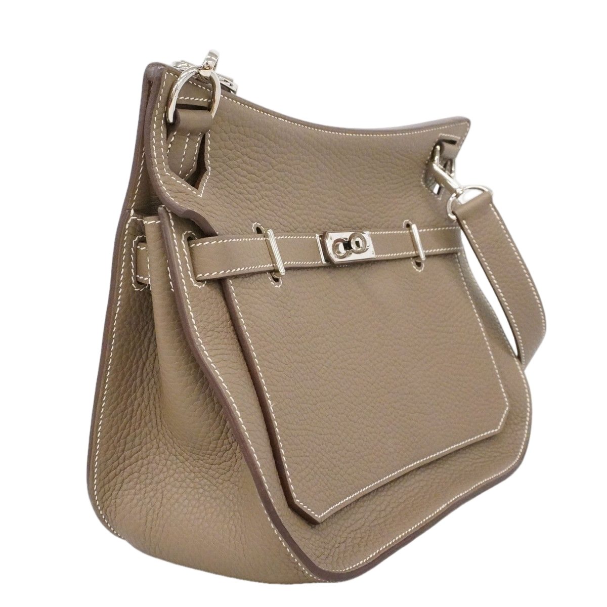 Hermes Shoulder Bag Gipsiere 28 Taurillon Clemence Etoupe Silver — view 2