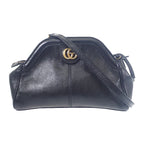 Gucci Rebel Small Taiga Head Shoulder Bag Calf Black Gold Hardware