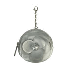 Chanel Coin Case Camellia Zip Purse Ap2125 Silver Lambskin