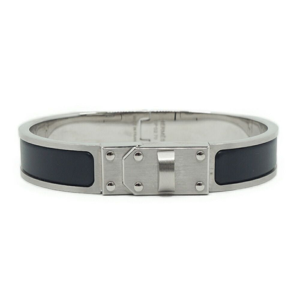 Hermes Kelly Bracelet Bangle Black Silver