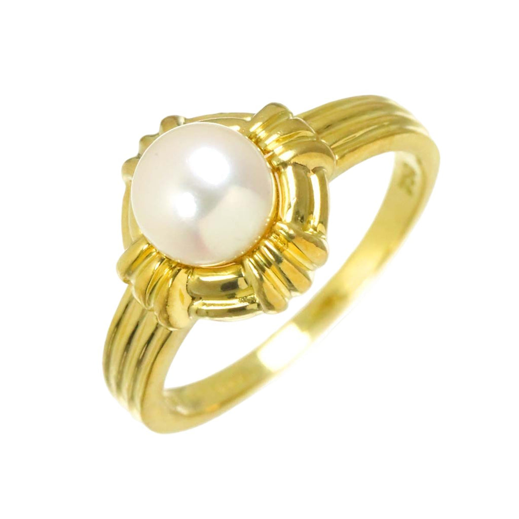 Tiffany & Co Akoya Pearl Ring 18k YG Yellow Gold