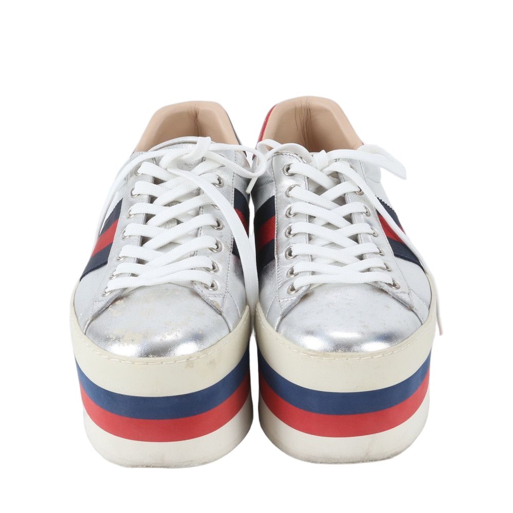 Gucci Platform Leather Low Cut Sneakers 7.5 Lace Up Shoes — view 2