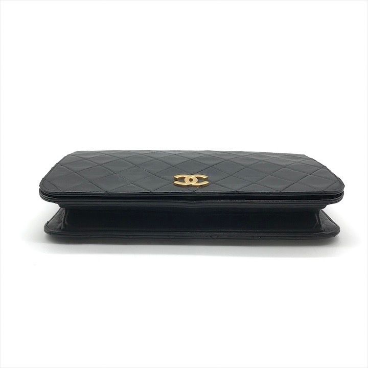 Chanel Quilted Lambskin CC Logo Push Lock Chain Shoulder Bag Black — view 3