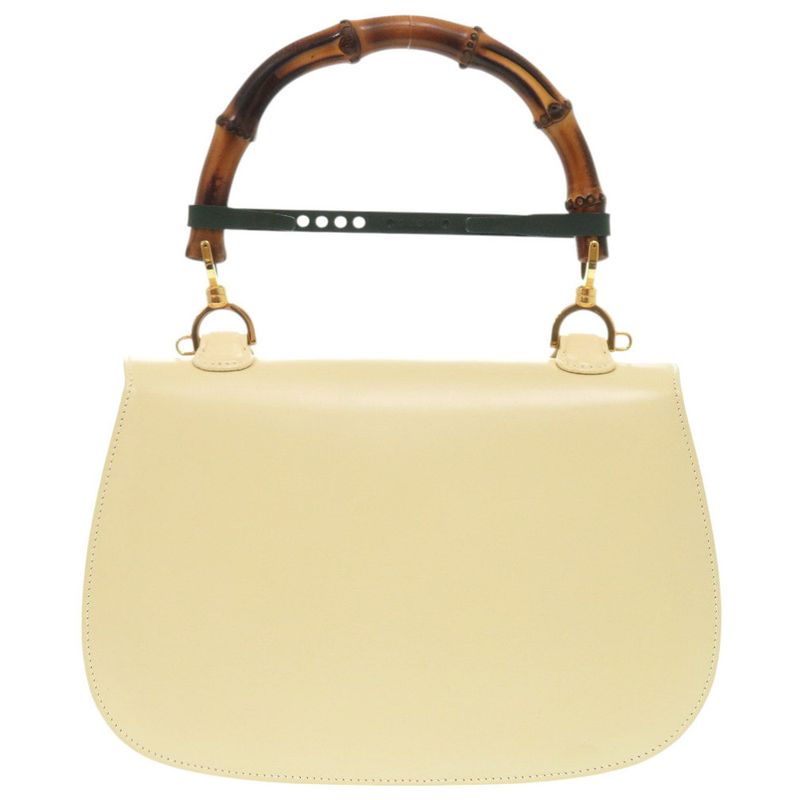 Gucci 2-Way Bamboo 000 1364 0633 Leather White Handbag 0703 — view 3