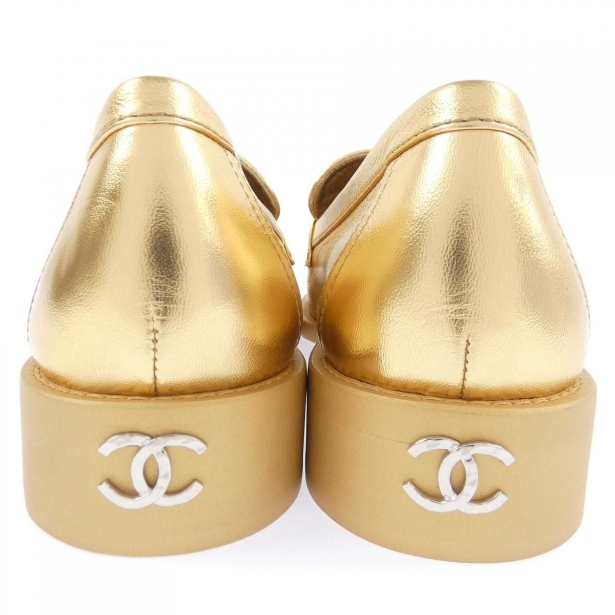 Chanel Shoes Loafers Gold — view 5