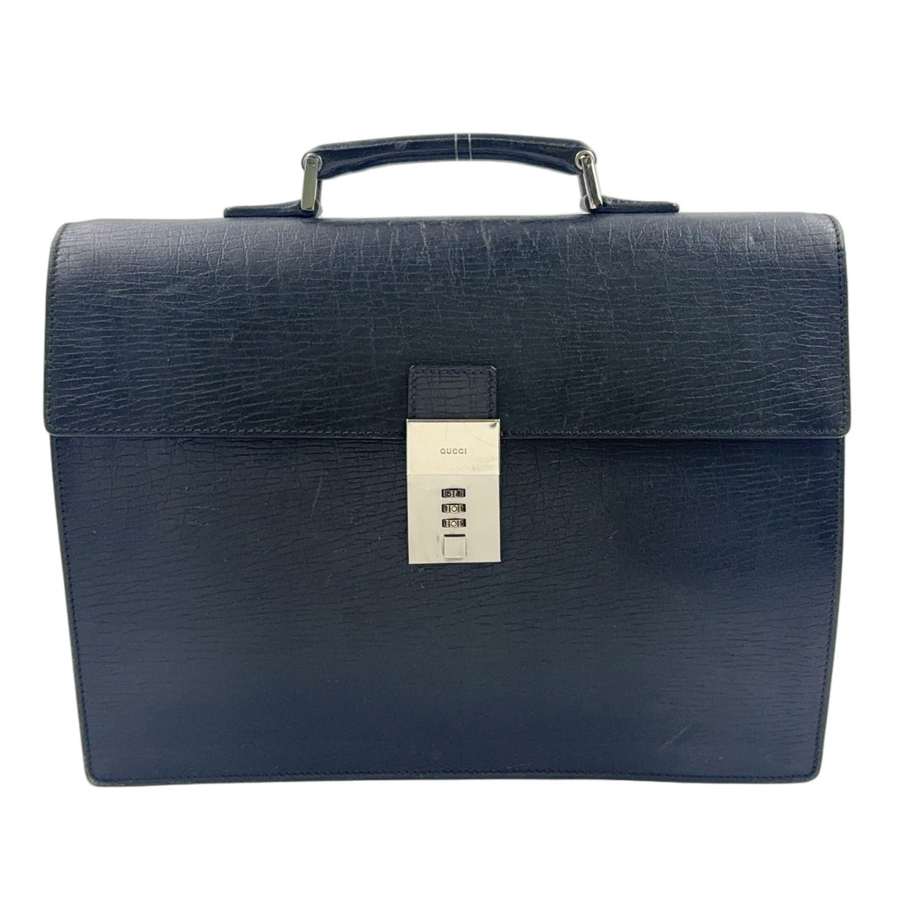 Gucci Guccissima Leather Black Business Bag Silver