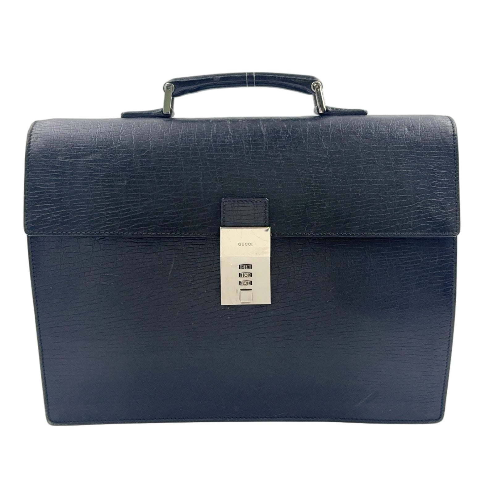 Gucci Guccissima Leather Black Business Bag Silver