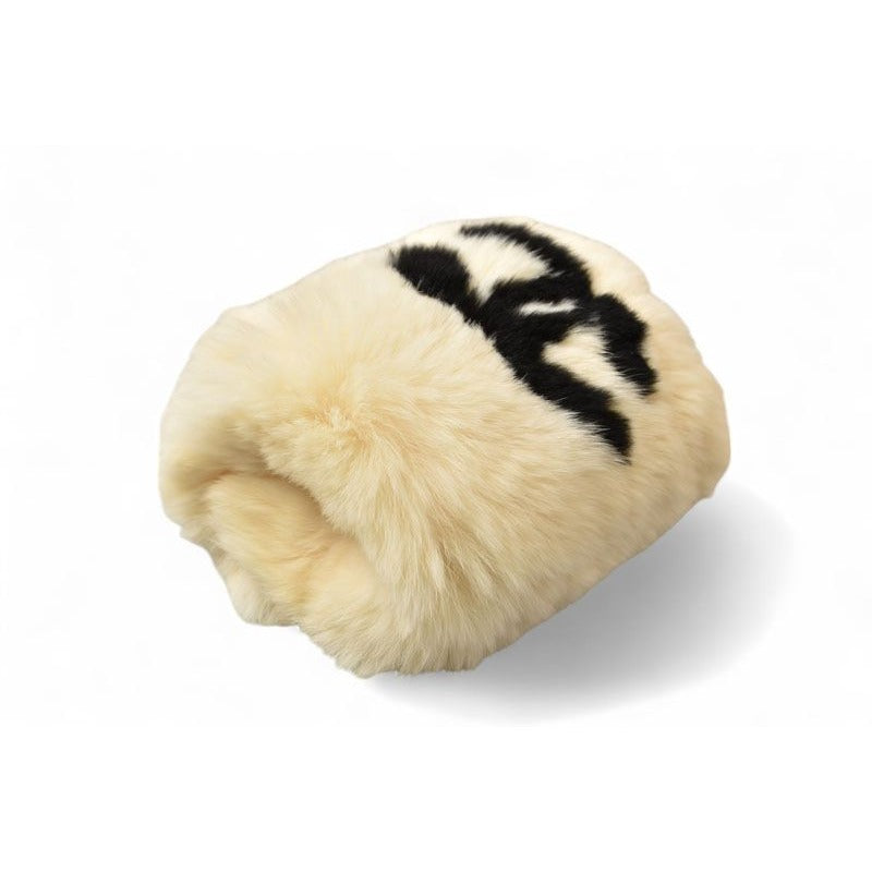 Chanel Bangle Rabbit Fur Coco Mark Cufflinks Bracelet Wristband — view 4