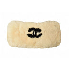 Chanel Bangle Rabbit Fur Coco Mark Cufflinks Bracelet Wristband — view 6