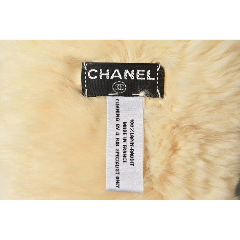 Chanel Bangle Rabbit Fur Coco Mark Cufflinks Bracelet Wristband — view 8