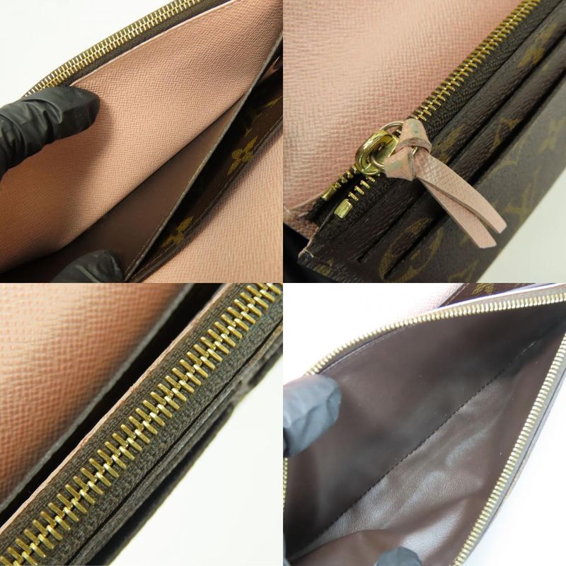 Louis Vuitton Long Wallet Portefeuille Emilie Monogram Brown Rose — view 8