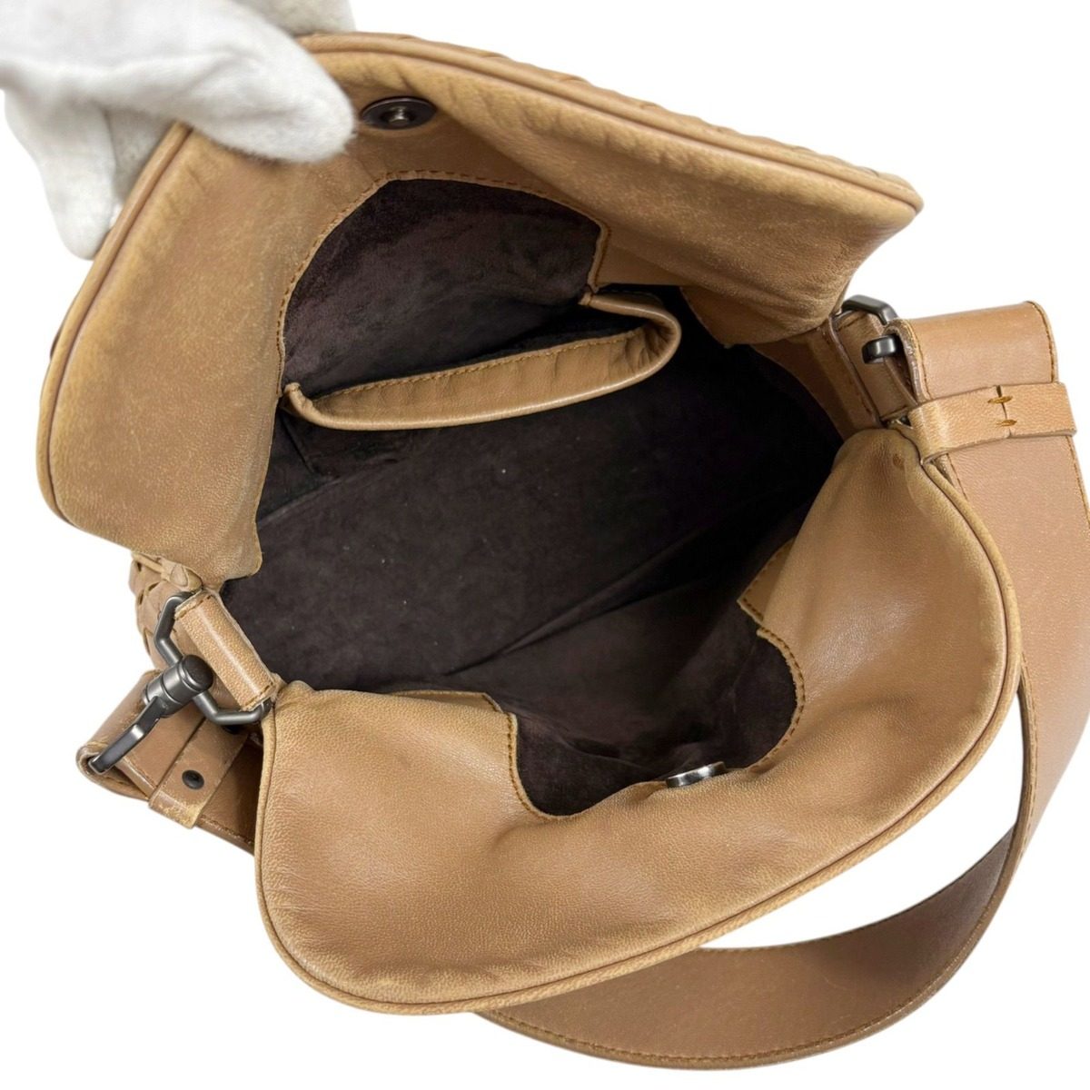 Bottega Veneta Intrecciato Leather Mini Shoulder Bag Beige Hobo — view 9