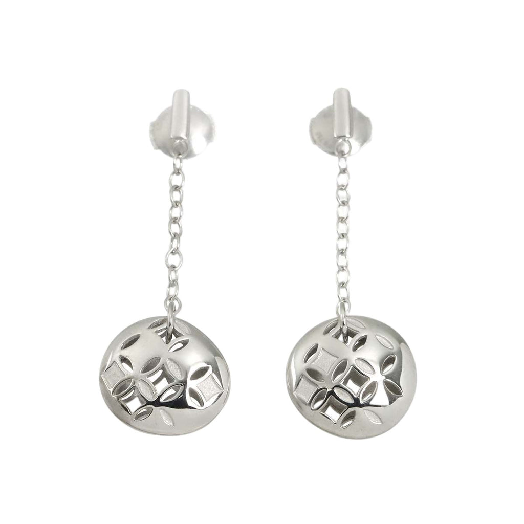 Louis Vuitton Monogram Galle Earrings 18k WG White Gold 750 Pierced