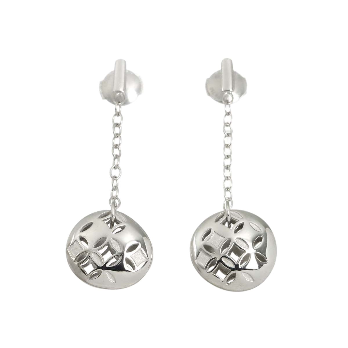 Louis Vuitton Monogram Galle Earrings 18k WG White Gold 750 Pierced