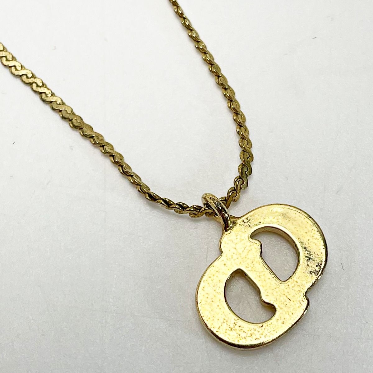 Christian Dior CD Logo Necklace Gold Rhinestone GP Accessories — view 3