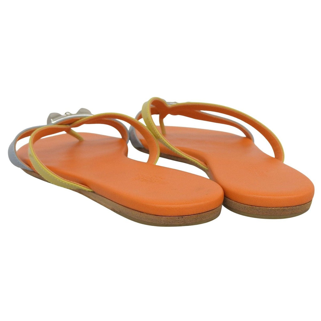 Hermes Silver Hardware Medor Leather Flat Thong — view 2