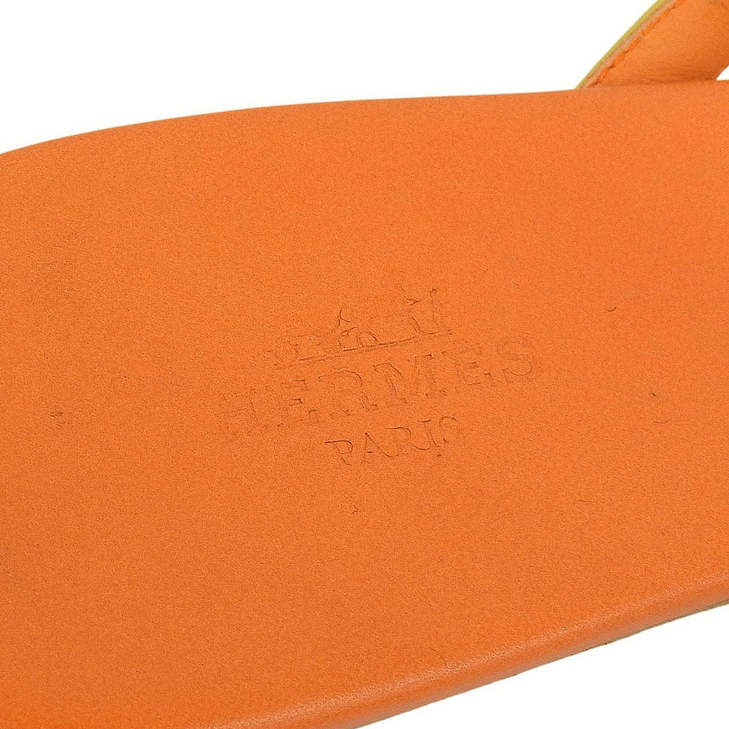 Hermes Silver Hardware Medor Leather Flat Thong — view 6