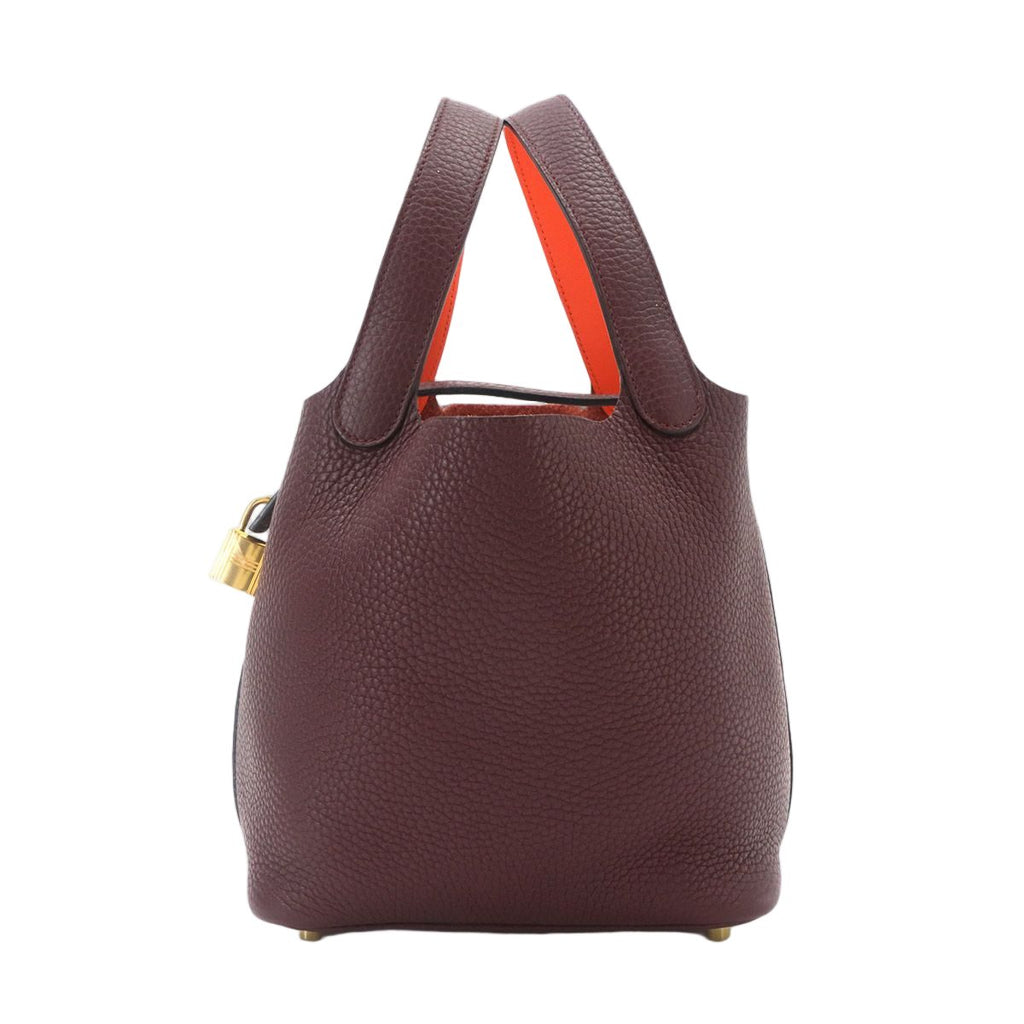 Hermes Picotin Lock Eclat 18 PM Hand Bag Taurillon Clemence Swift Pull Orange