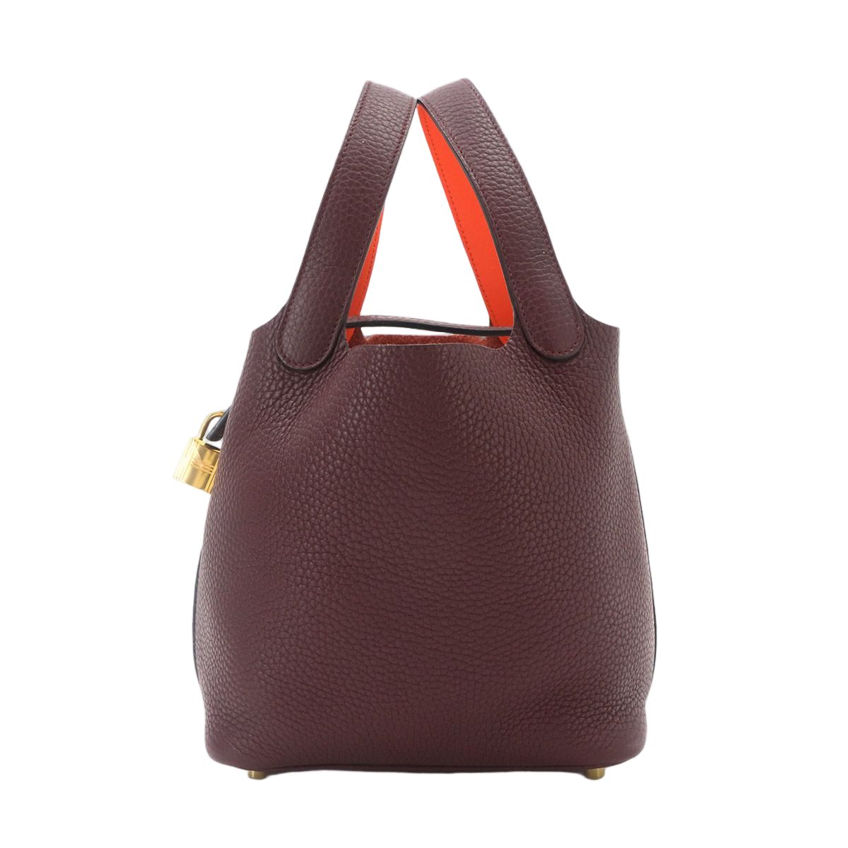 Hermes Picotin Lock Eclat 18 PM Hand Bag Taurillon Clemence Swift Pull Orange
