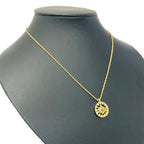 Dior GP Rhinestone Logo Emblem Round Necklace Gold — view 3