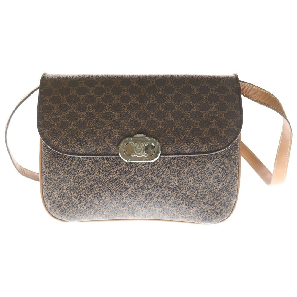 Celine Macadam Triomphe Leather Shoulder Bag Brown