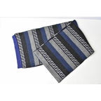 Fendi Scarf Winter Wool Blend FF Zucca Pattern Striped Blue Gray — view 5